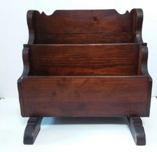 Vintage Wood Magazine Rack Holder 3-Tiered 