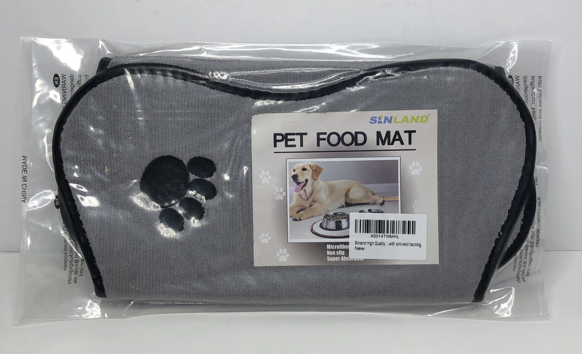 Pet Food Mat 18” X 12” Non Slip Super Absorbent Microfiber Feeding Bowl Mat  New