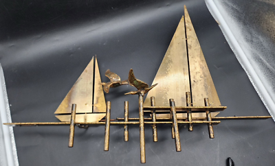 Vintage Curtis Jere Signed Sailboat Wall Sculpture-Brass