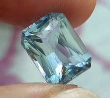 Natural Ceylon Sky Blue Aquamarine 9.5 Ct Certified Emerald Cut Loose Gemstone