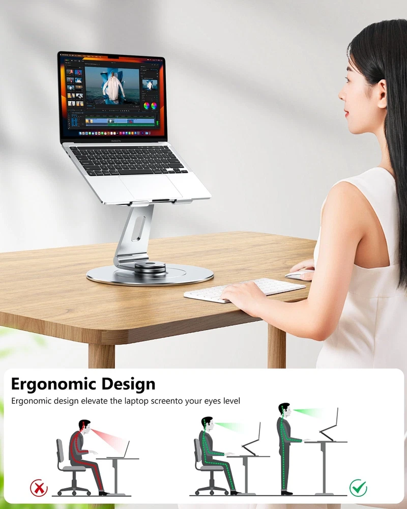 Laptop Stand for Desk with 360 Rotating Base, Ergonomic Protable Laptop Riser...