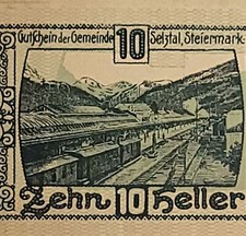 10 Zehn Heller Notgeld 1920 Austria Selztal Gare Paper Note