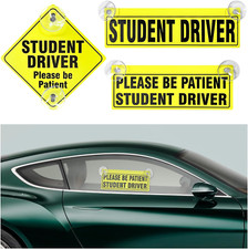 3 PCS Student Driver Sticker, Removable Reflective New Student Driver Safety Sig