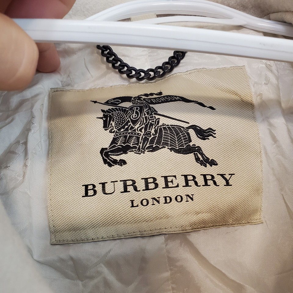 Burberry wool pea coat off white cream snap enclosure size womens 4