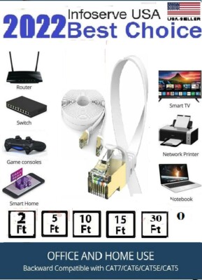 Cat 8 Ethernet RJ45 Cable 2Ft,5Ft,10,15Ft Super Speed 40Gbp Cat8 Patch Lan Cable