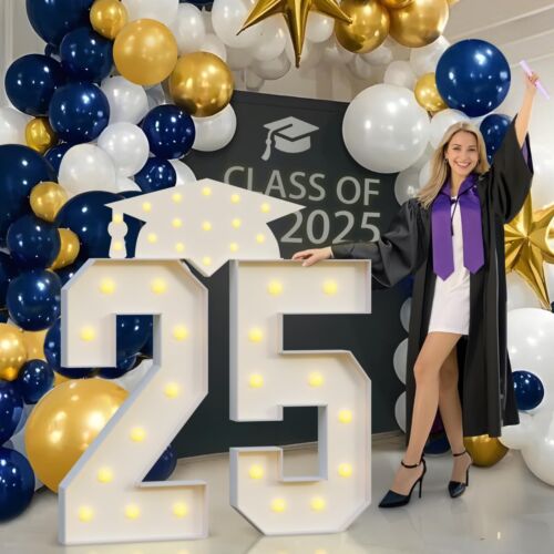 JoyMuse 2025 Graduation Party Decorations 4FT Light Up Numbers 25 for Graduat...