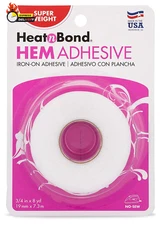 Hem Iron-On Adhesive, Super Weight, 3/4 Inch X 8 Yards, White