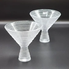 Fortessa Jupiter Beaded Martini Glass Set of 2pc Embossed texture 11.5oz NEW