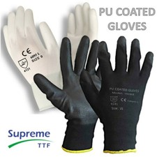 1 - 240 PAIRS NYLON PU COATED SAFETY WORK GLOVES GARDENING BUILDERS MECHANIC GRI
