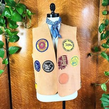INDIAN GUIDES 90  s 90s Vintage YMCA Suede Marin County Patches Camping Vest M L