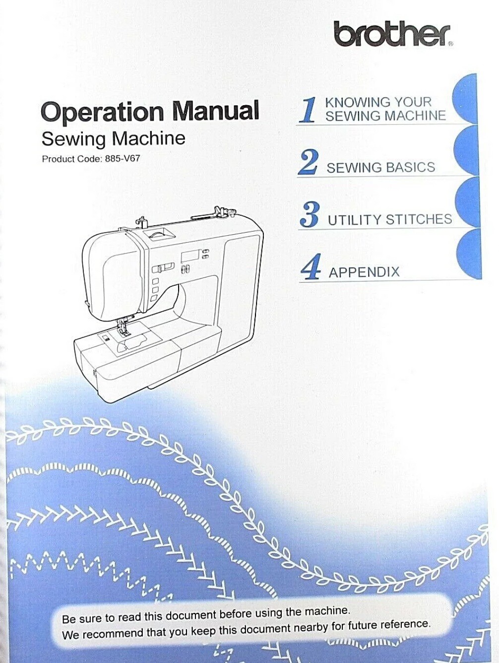 Brother XR1355 Instruction Manual Full Color 112 Pages & Protective