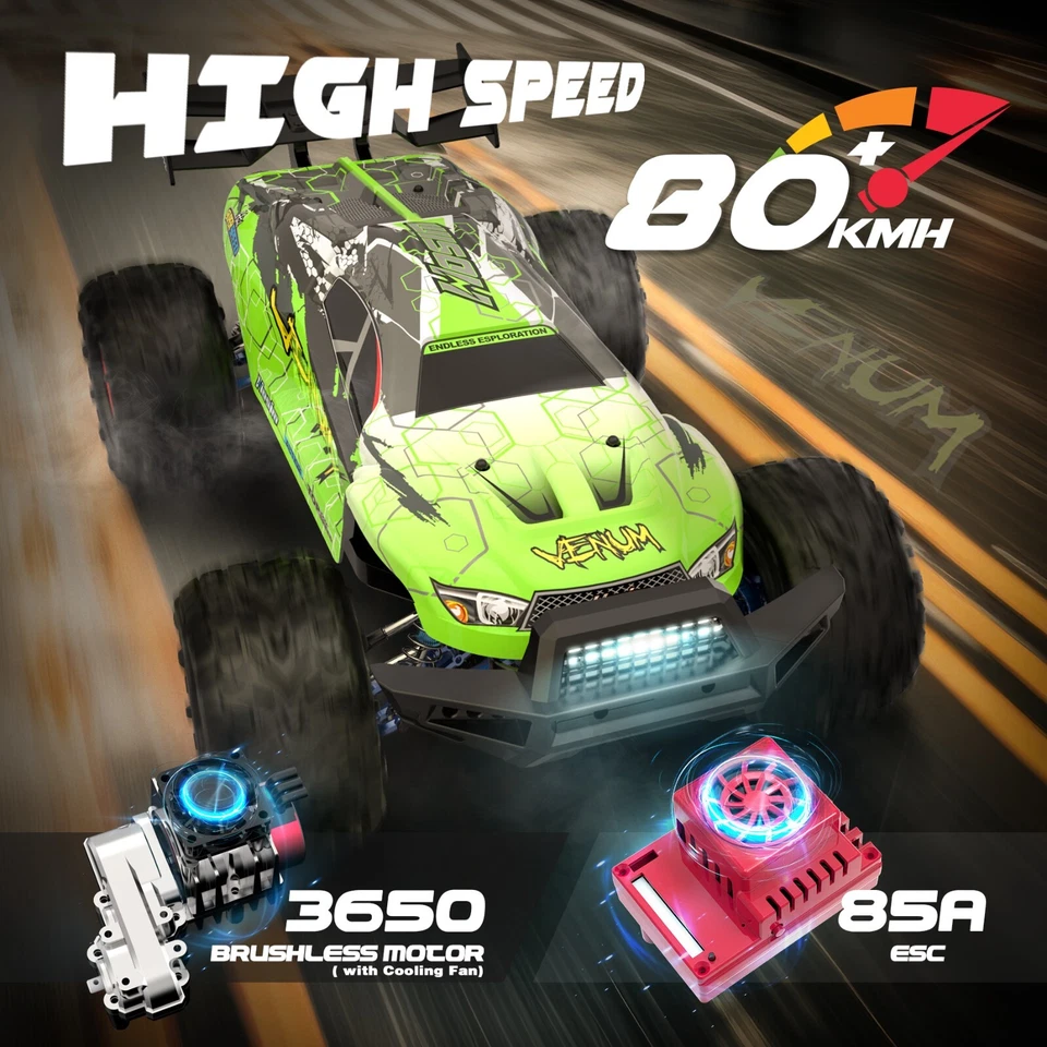 Coche de radiocontrol Hosim 1:8 sin escobillas coche de control remoto Monster Truck alta velocidad 80 kmh RTR Foto 3 de 4