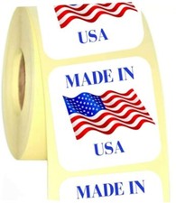 "Made in USA" Labels 1 X 1 Inches American Flag Stickers,1000 PCS/roll. 1 Roll 
