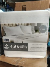Member's Mark 100% Cotton 450-Thread Count Sheet Set - FULL - WHITE