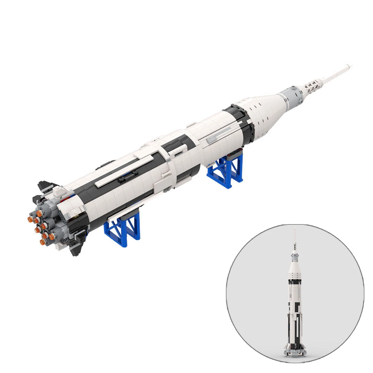 Saturn IB Rocket from Alternative Build of 21309 Apollo Saturn V 891 Pieces