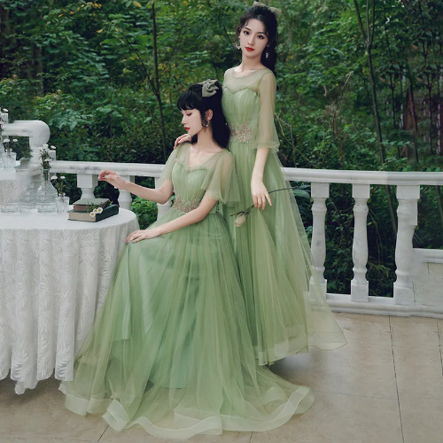 5Styles Green Bridesmaid Dresses Party Dress Applique Fairy Tulle