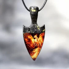 Phoenix Bird Spearhead Necklace Native American Jewelry Nature Pendant