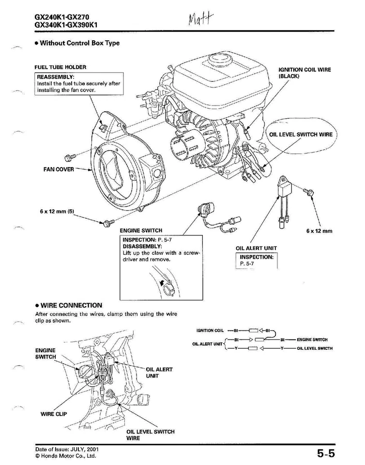 Manual de reparación de taller de motor Honda GX240K1 GX270 GX340K1 GX390K1 Foto 3 de 4