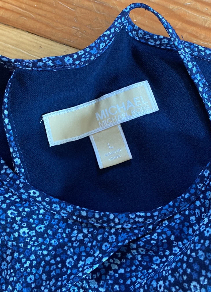 Abito MICHAEL Michael Kors manica lunga spalle fredde blu floreale grande