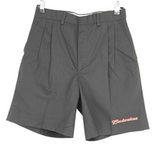 Riverside Budweiser Pleated Uniform Shorts Gray Embroidered Mid Rise NWOT Men 28