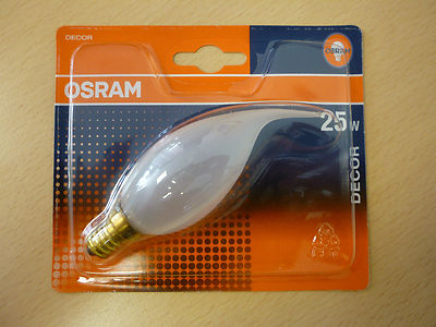 OSRAM Glühlampe Kerze Windstoßkerze matt 25W E14 Kerzenlampe Windstoß  DIMMBAR !