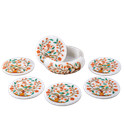 Marble coaster set semi precious stones inlay floral Work Handmade