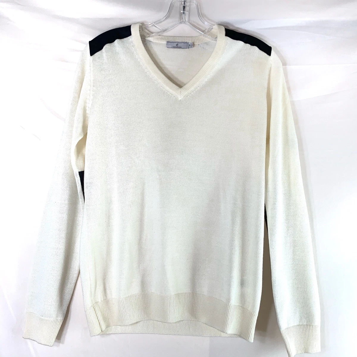 Cross Sportswear of Sweden Womens Medium Golf Sweater V Neck Cream 100 Cotton