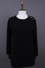 LAUREN RALPH LAUREN Black Long Sleeve Shift A-Line Dress Size S