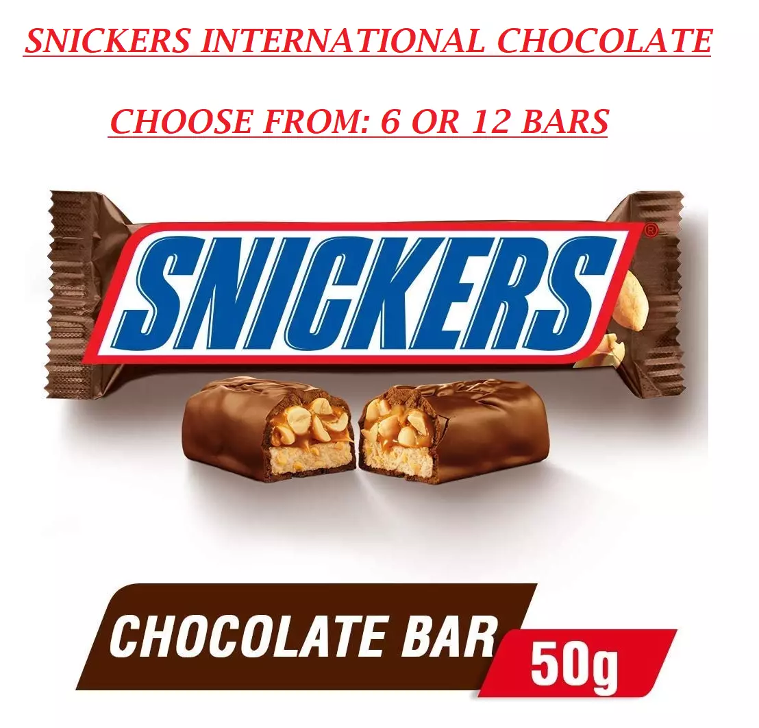 SNICKERS Milk Chocolate, International Candy, 50g Bars (Choose:6 Or 12) On  Sale!