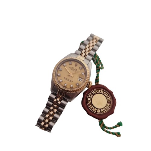 Ladies Rolex Datejust 69173 18ct Gold & Steel 26mm Diamond Dot Dial Full Set - Picture 5 of 12