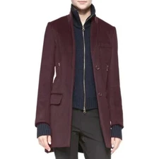 Veronica Beard Uptown Dickey Burgundy Car Coat Wool Cashmere Blend RARE! Sz 0