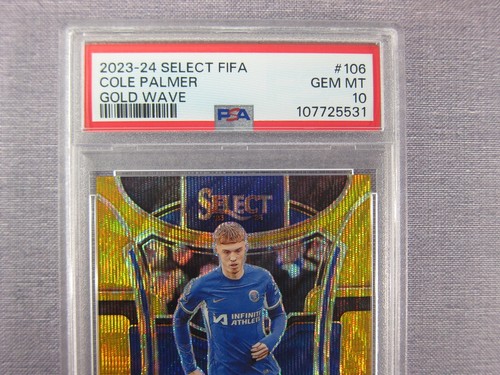 2023-24 Panini Select FIFA Cole Palmer 106 Gold Wave 06/10 PSA 10 Gem Mint - Picture 3 of 3