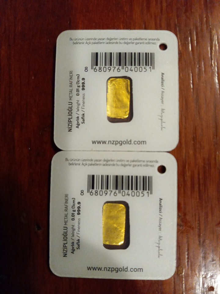 2 Nzp Miracle Gold 0.01gram Gold Bars eBay