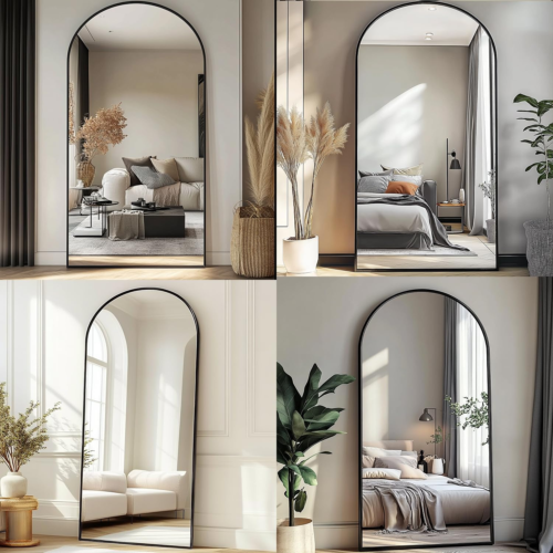 71''X30'' Arched Full Length Floor Mirror Large Mirror Full Length with Stand, B - Picture 3 of 9