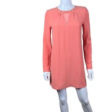 Forever 21 Mini Cocktail Dress Gold Metal Spikes Neckline Long Sleeves Small NEW