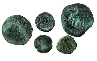 ANCIENT LOT OF 5 GREEK PTOLEMY COINS NICE CRYSTAL GREEN PATINA!!!!