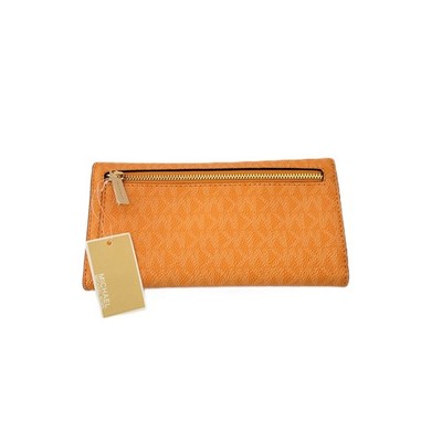 Michael Kors Jet Set Travel Large Trifold Wallet Clutch Rad Orange
