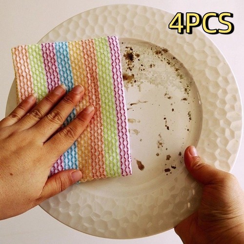 4PCS Breathable Kitchen Towels Striped Pattern Kitchen Rag Restaurant