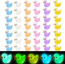 42Pcs Glitter Mini Resin Ducks Tiny Ducks Miniature Figures Cute Colorful Mini D