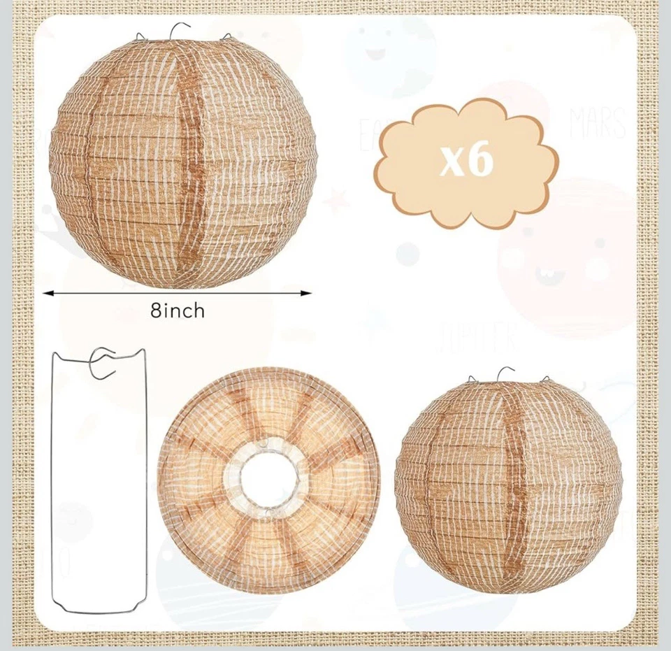 6 Piezas Linternas Redondas de Papel Chino Decoración Aula Fiesta de Cumpleaños Foto 4 de 4
