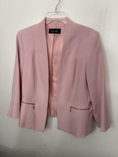 Evan Picone Black Label 12 Pink Blazer Gold Zip Pockets Career Quiet Luxury