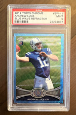 2012 Topps Chrome ANDREW LUCK Blue Wave PSA 9 Mint Refractor Rookie card COLTS. rookie card picture