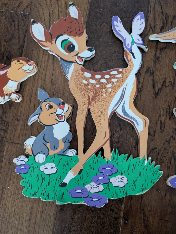 Vintage Bambi Disney Colgante de Pared Decoración Guardería Niños Habitación Flor Golpeador Años 60 Foto 4 de 4