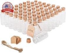 Brajttt 64PCS Cork Stoppers Glass Bottles, DIY Decoration Small Tiny Glass Jars