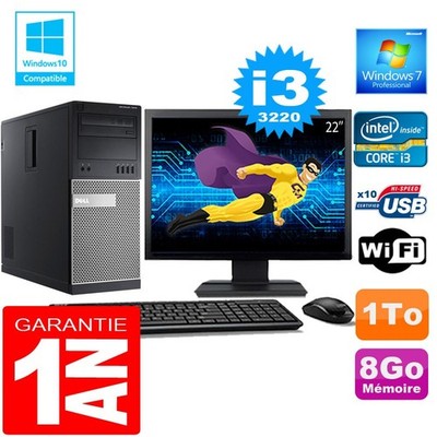 PC Tour DELL 7010 Core I3-3220 Ram 8GB Festplatte 1 To Wifi W7 Bildschirm 22''