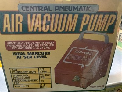Central Pneumatic Venturi-Type Air Vacuum Pump 03952 Removes Moisture from AC 