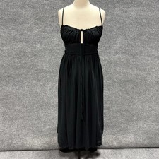 Ulla Johnson Dress Womens 6 Black Scoop Neck Strappy Empire Waist Midi Cotton