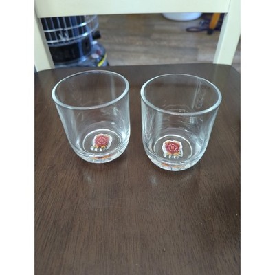 Jim Beam 8 oz Glass Tumblers On the Rocks Bourbon Whiskey Lowball Logo in Bottom