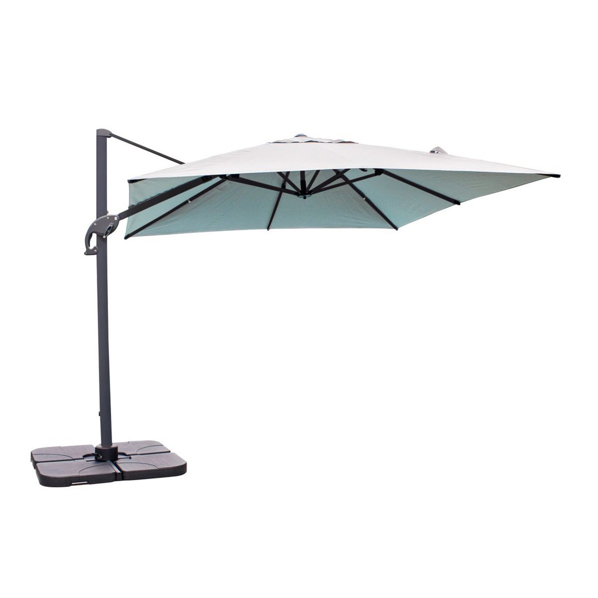 Parasol déporté Sevilla en aluminium gris de 250cm avec manivelle