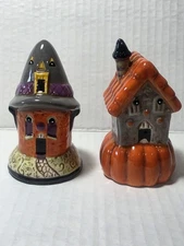 Johanna Parker Transpac Halloween Haunted House Salt & Pepper Shakers Open Box